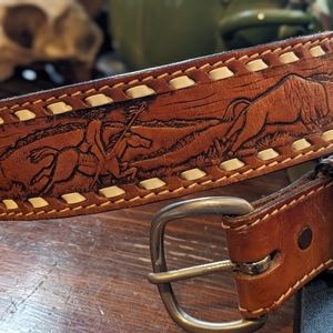 Vintage Tooled Leather Belt 1967